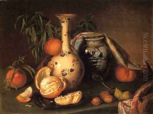 Still Life with Vase, Fruit and Nuts Oil Painting by Joseph Biays Ord