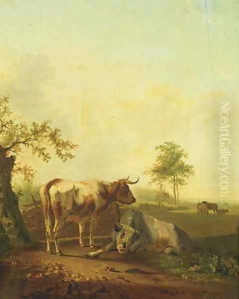 Cattle in a meadow Oil Painting by Pieter Gerardus Van Os