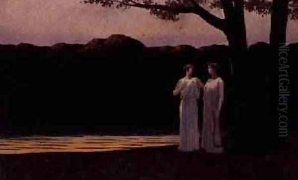 Muses on the Shore in the Evening, 1907 Oil Painting by Alphonse Osbert