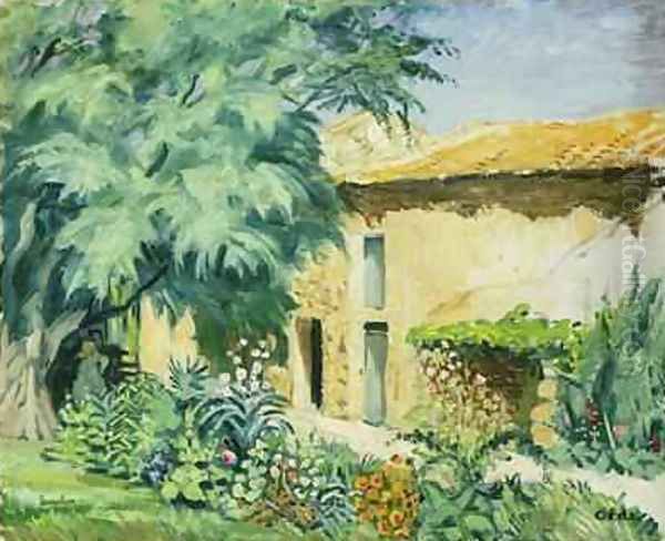 Southern Farm House with Flowerbed Oil Painting by Hans Olde