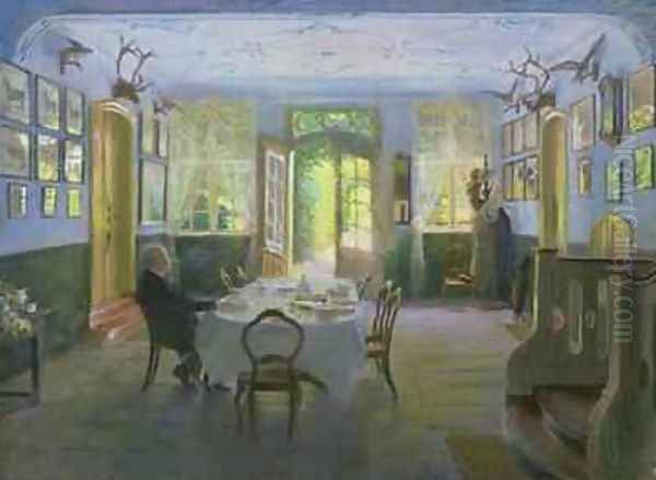 The Hall of the Manor House in Waltershof 1894 Oil Painting by Hans Olde