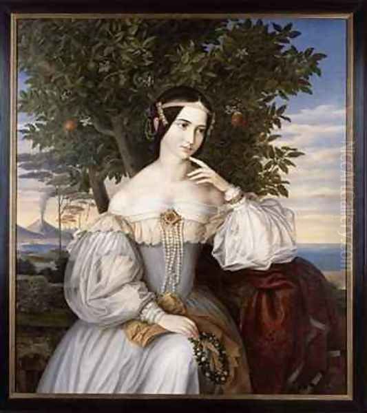 Marriage portrait of Charlotte von Rothschild 1836 Oil Painting by Moritz Daniel Oppenheim