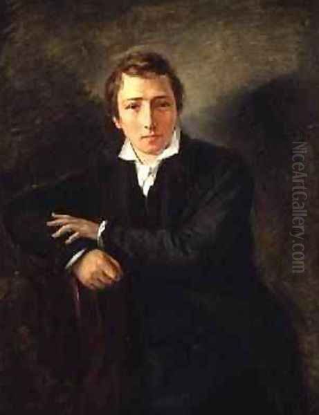 Portrait of Heinrich Heine 1797-1856 1831 Oil Painting by Moritz Daniel Oppenheim