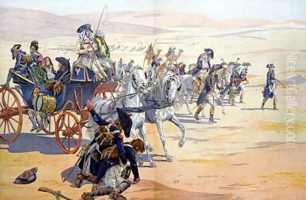 Napoleon 1769-1821 and his Troops in the Desert during the Egyptian Campaign Oil Painting by Jacques Onfray de Breville