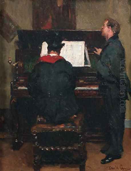 Le peintre musicien Oil Painting by David Oyens