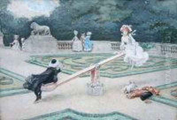 Lady And Gentleman On A Seesaw Oil Painting by George Goodwin Kilburne