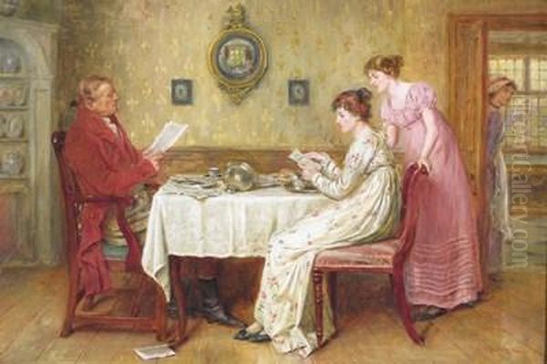 The Morning News Oil Painting by George Goodwin Kilburne