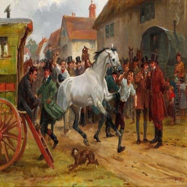 Horse Fair In England Oil Painting by George Goodwin Kilburne