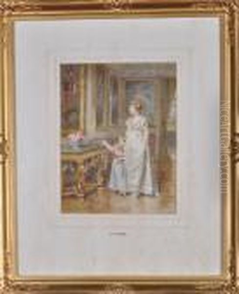 The Interior Of A Country House With A Lady Showing A Young Daughter A Family Portrait Oil Painting by George Goodwin Kilburne