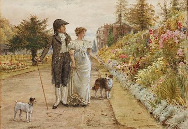 A Garden Stroll Oil Painting by George Goodwin Kilburne