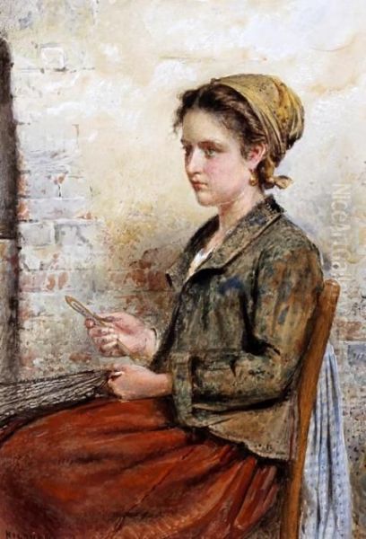 Mending The Nets Oil Painting by George Goodwin Kilburne