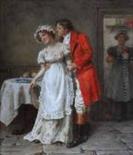 Gentleman And Maidservant Oil Painting by George Goodwin Kilburne