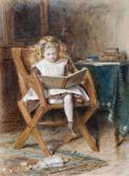 The New Book Oil Painting by George Goodwin Kilburne