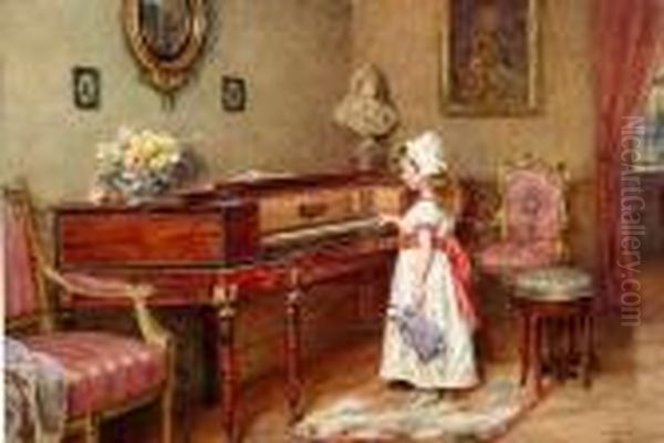 Piano Practice Oil Painting by George Goodwin Kilburne