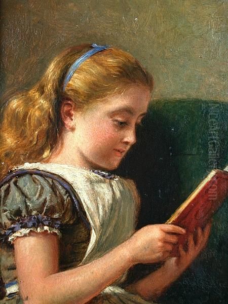 Girl Reading; A Flower Girl Oil Painting by George Goodwin Kilburne