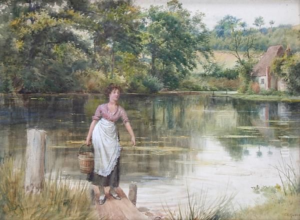 Fetching Water Oil Painting by George Goodwin Kilburne