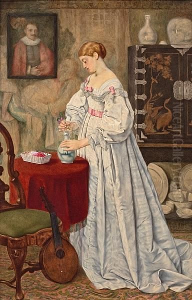 Arranging Flowers Oil Painting by George Goodwin Kilburne