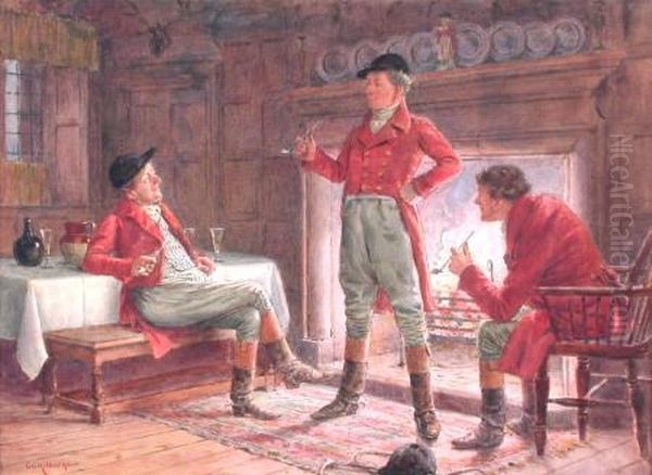 Boasting By The Fire After The Hunt Oil Painting by George Goodwin Kilburne