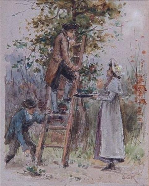 Fruit Picking Oil Painting by George Goodwin Kilburne