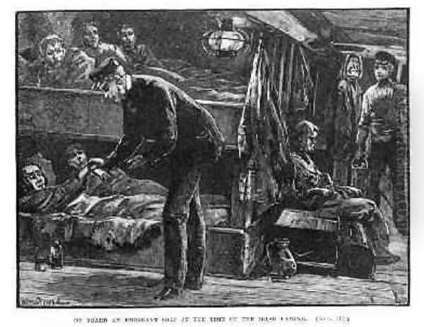 On Board an Emigrant Ship at the Time of the Irish Famine Oil Painting by Overend, William Heysham