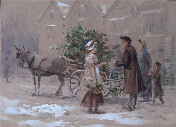 The Christmas Holly Vendor Oil Painting by George Goodwin Kilburne