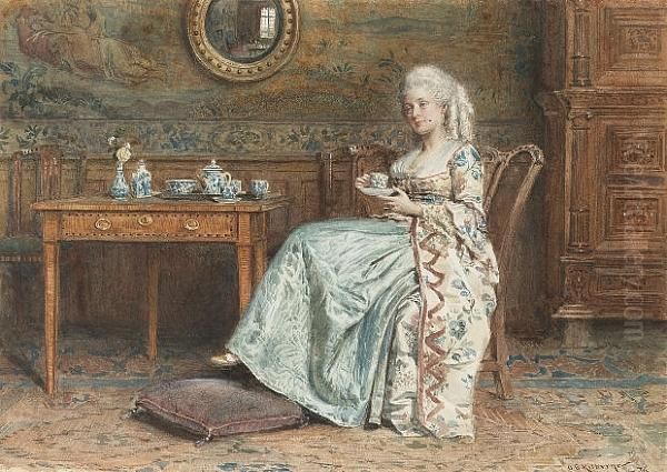 Taking Tea Oil Painting by George Goodwin Kilburne