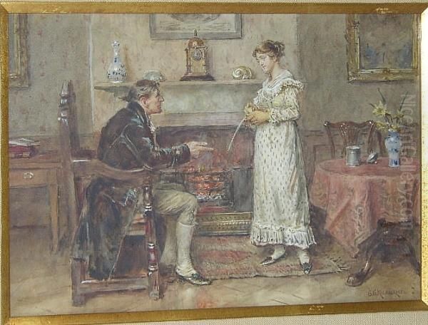 By The Fire Oil Painting by George Goodwin Kilburne