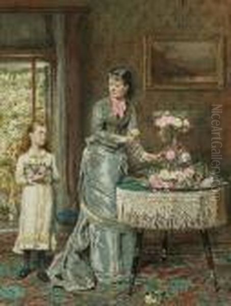 Arranging The Flowers Oil Painting by George Goodwin Kilburne