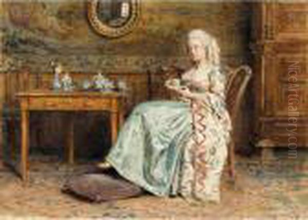 Taking Tea Oil Painting by George Goodwin Kilburne