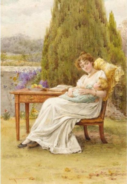 Mother And Child Oil Painting by George Goodwin Kilburne