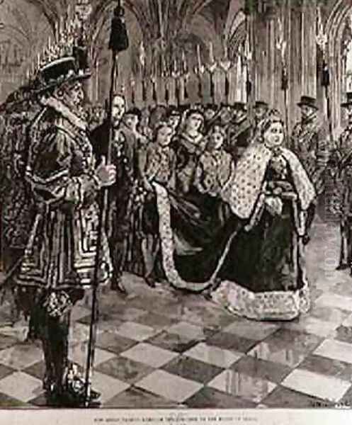 The Queen Passing through the Corridor to the House of Lords, from The Illustrated London News, 30th January 1886 Oil Painting by Overend, William Heysham