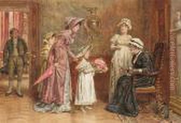 The Grand-daughter's Posy Oil Painting by George Goodwin Kilburne