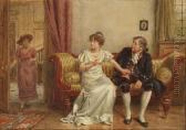 An Interruption Oil Painting by George Goodwin Kilburne