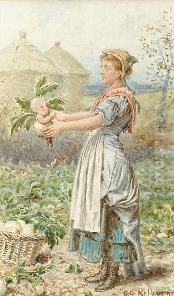 Turnip Babies Oil Painting by George Goodwin Kilburne