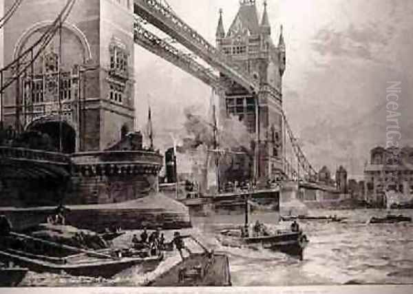 The Tower Bridge, to be Erected Over the Thames: Foundation Stone Laid by the Prince of Wales on Monday Last, from The Illustrated London News, 26th June 1886 Oil Painting by Overend, William Heysham