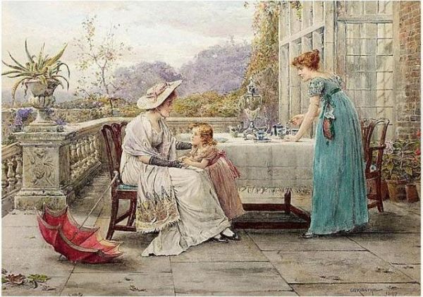 Afternoon Tea Oil Painting by George Goodwin Kilburne