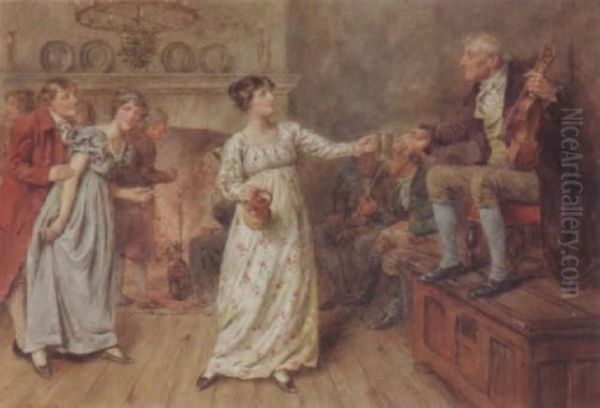 Christmas Eve Oil Painting by George Goodwin Kilburne