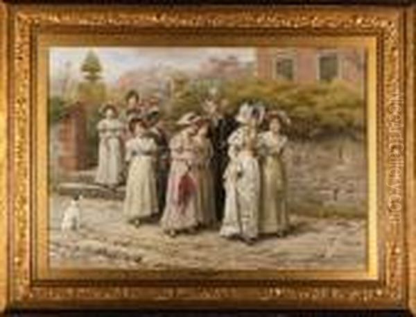 Miss Pinkerton's Academy, Chiswick Mall Oil Painting by George Goodwin Kilburne