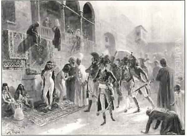 Napoleon Bonaparte 1769-1821 Visiting a Slave Market in Cairo 1911 Oil Painting by Maurice Henri Orange