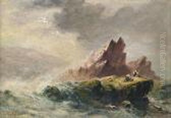 Rocks Near L'etacq, Jersey Oil Painting by S.L. Kilpack