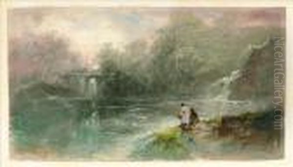 An Old Fountain At Howvault Oil Painting by S.L. Kilpack