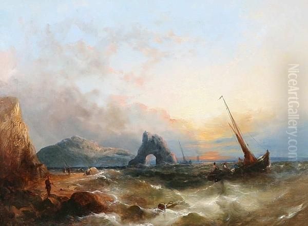 A Coastal Landscape At Sunset, Signed Oil Painting by S.L. Kilpack