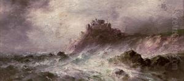 A Stormy Day, Gorey Castle Oil Painting by S.L. Kilpack