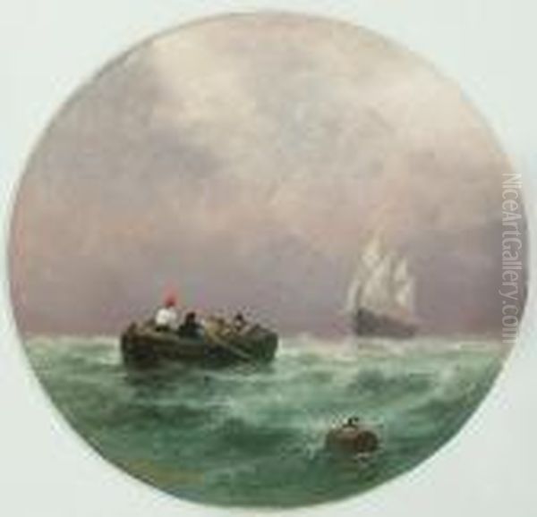 Fishing Boats In Choppy Seas Oil Painting by S.L. Kilpack