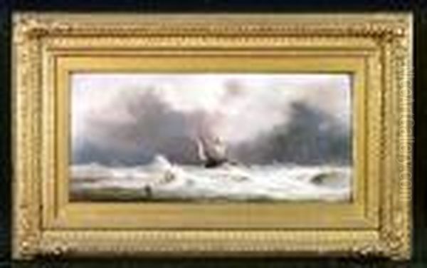 A Fishing Boat On Stormy Seas Oil Painting by S.L. Kilpack