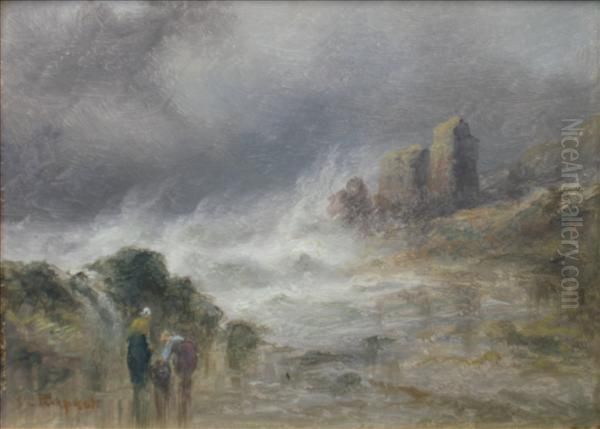 Stormy Covewith Figures Oil Painting by S.L. Kilpack