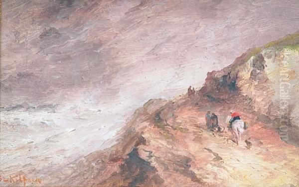 Figures On A Cliff Path Oil Painting by S.L. Kilpack