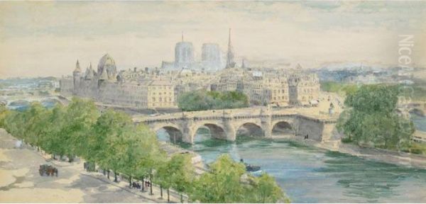 View Of Paris From The Seine Oil Painting by Henry John Yeend King