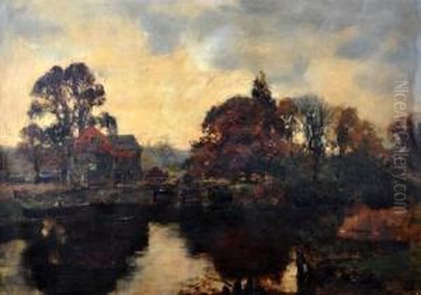 Stonebridge And Farmhouse Oil Painting by Henry John Yeend King