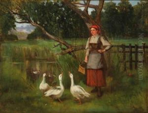 Goose Girl Oil Painting by Henry John Yeend King